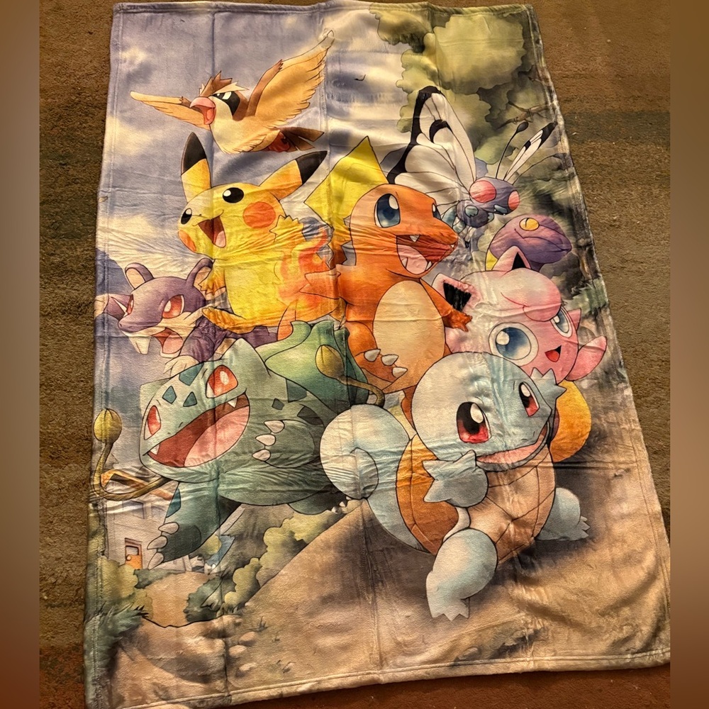 Pokemon Light Blue Plush Micro Fleece Blanket - Pokemon